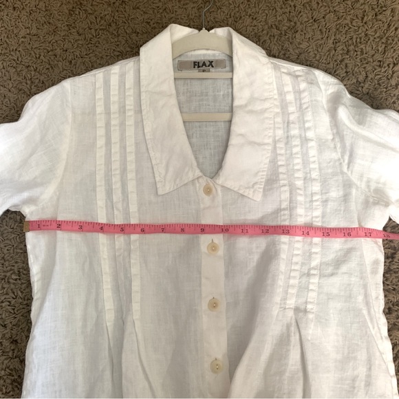 Flax White 3/4 Sleeve Notched Collar Blouse - Picture 6 of 8